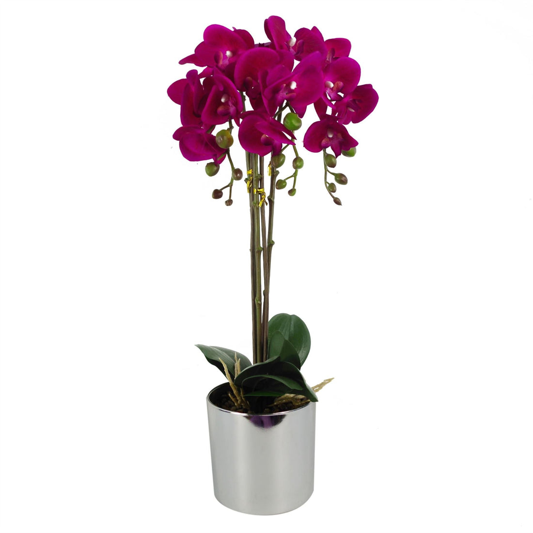 Artificial Orchid Large Dark Pink Silver 52cm-0