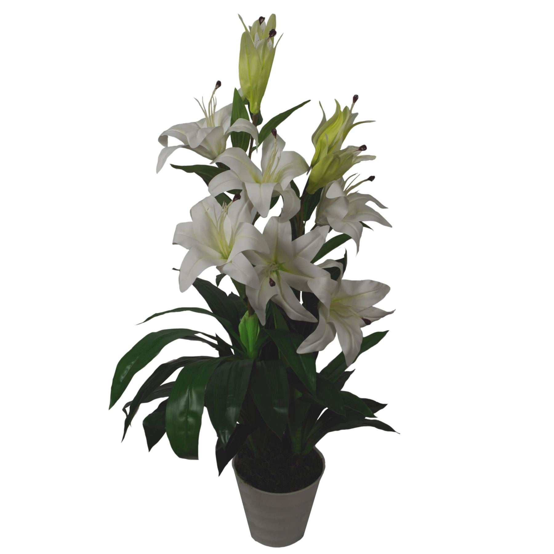 Artificial Lily Plant Stargazer Style 90cm Pink White Pot-4