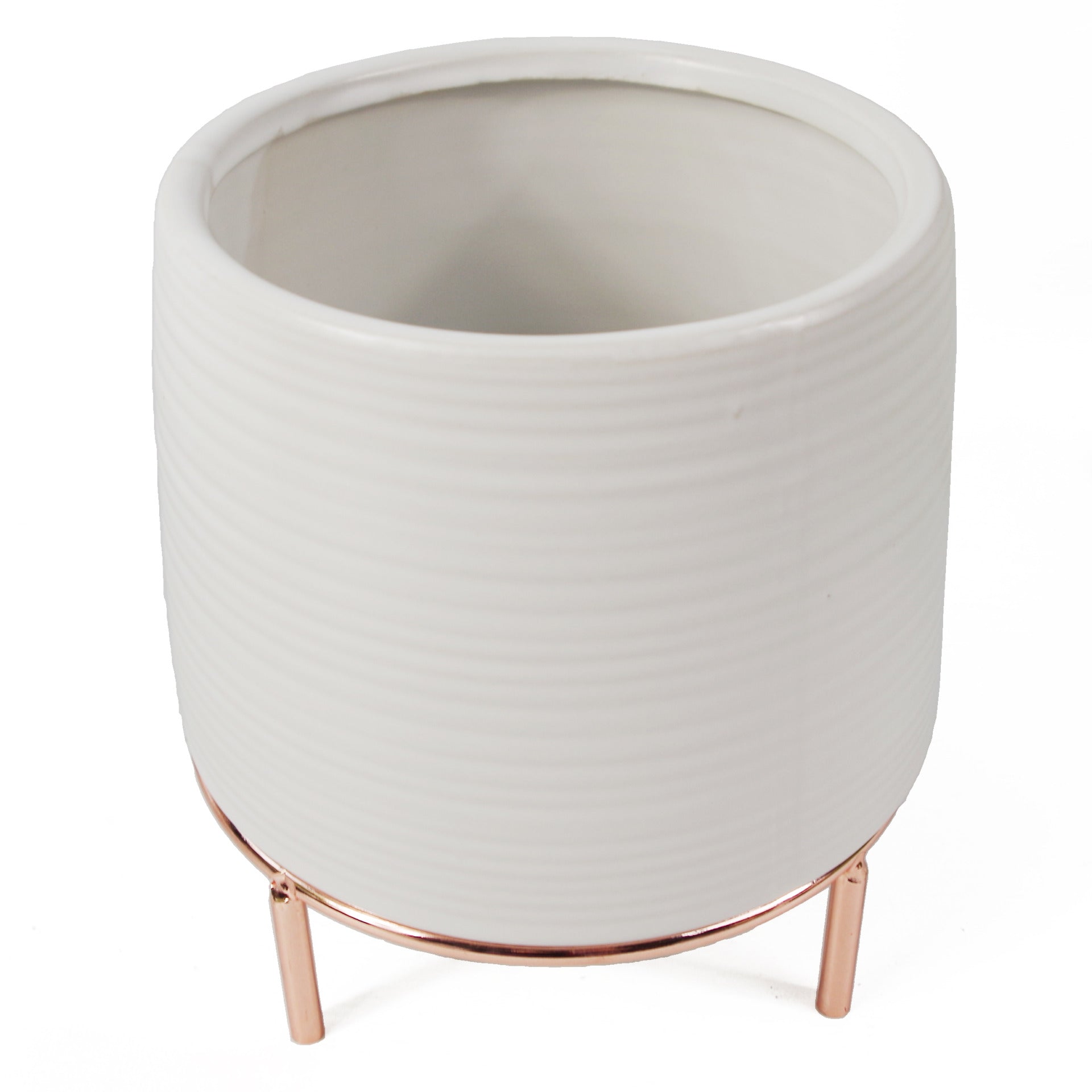 White Planter with Stand | Metal Plant Stand | Everlasting Greenery Co