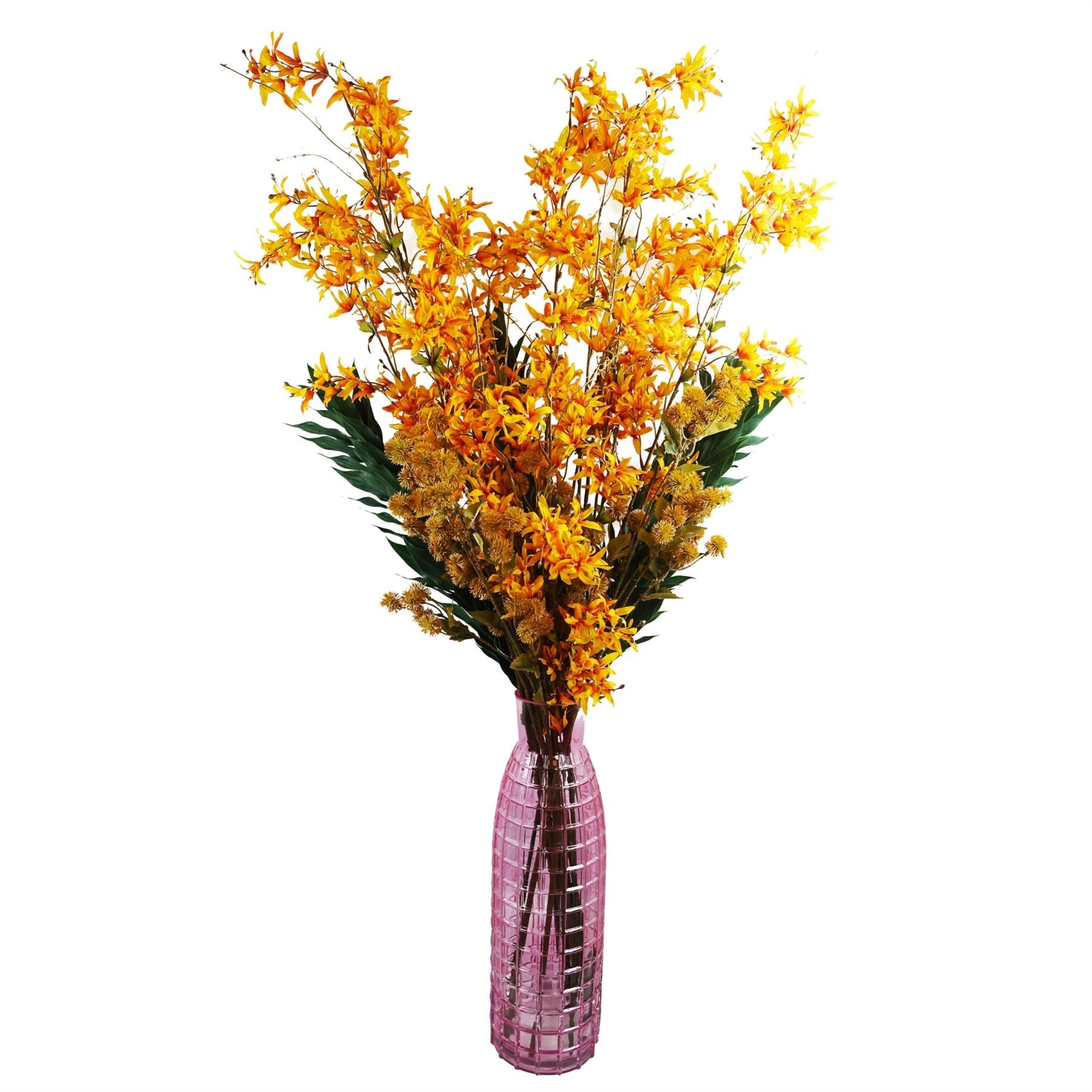 Leaf Design 130cm Yellow Blossom Floral Spray Artificial-4