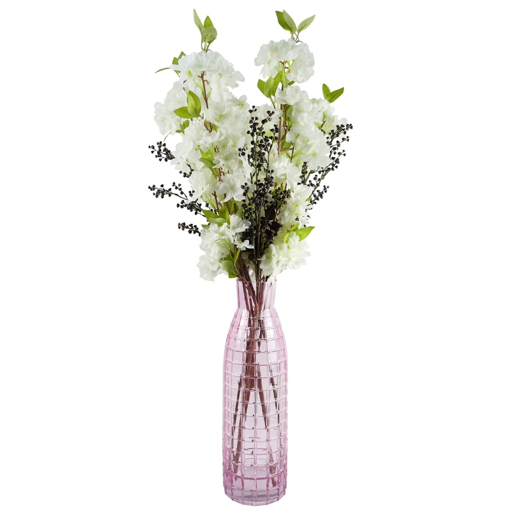 Pack of 6 x Artificial Flowers White Blossom Stem 100cm-3