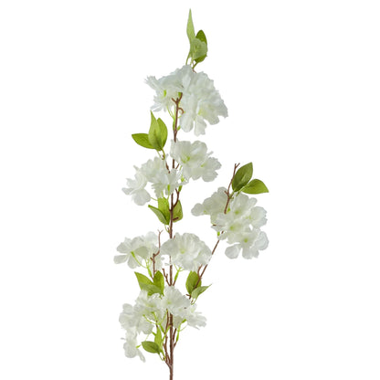 Pack of 6 x Artificial Flowers White Blossom Stem 100cm-4