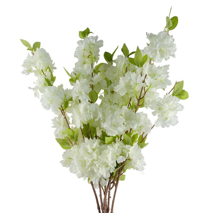 Pack of 6 x Artificial Flowers White Blossom Stem 100cm-0