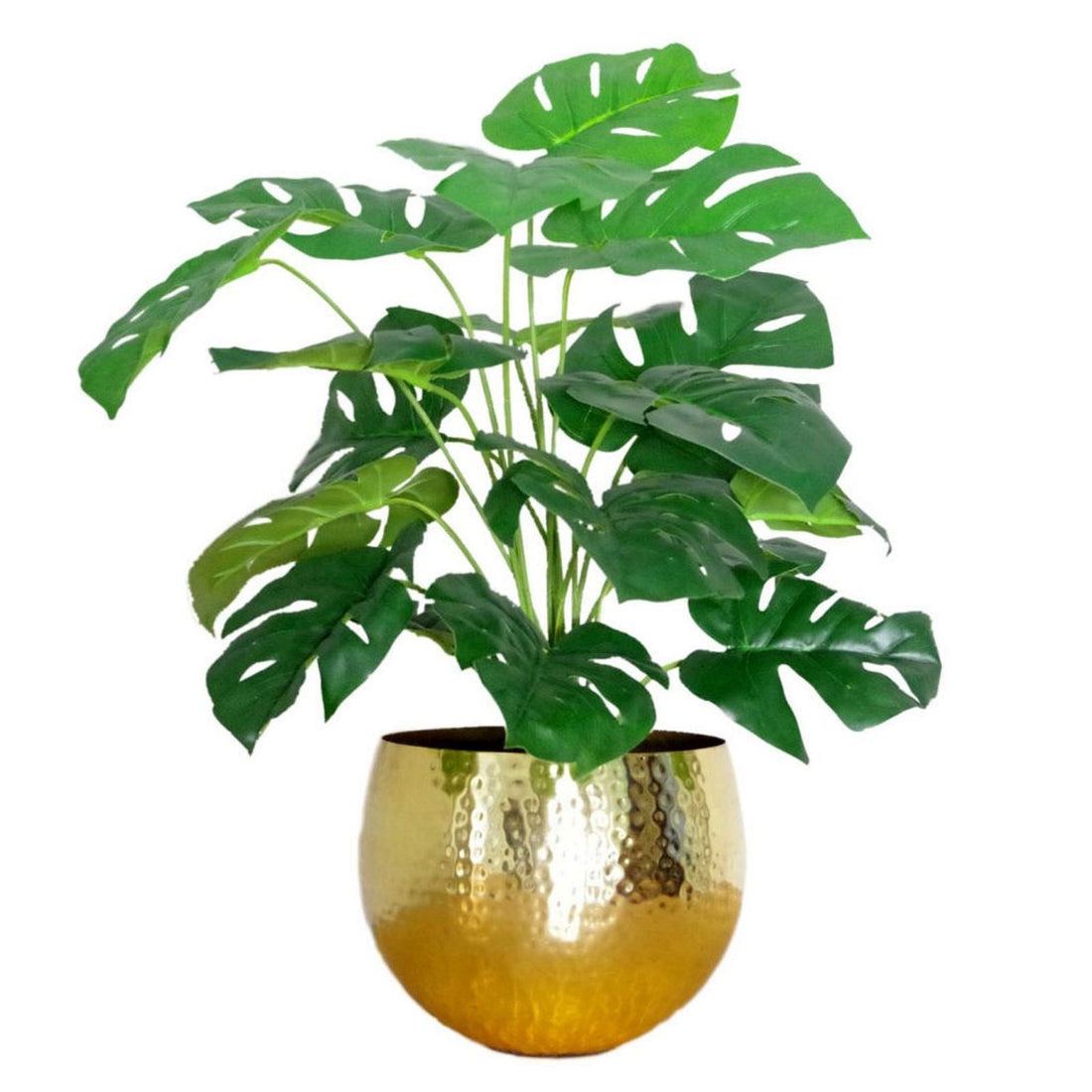 Artificial Monstera Cheese Plant Monstera Gold Metal Planter 60cm-0