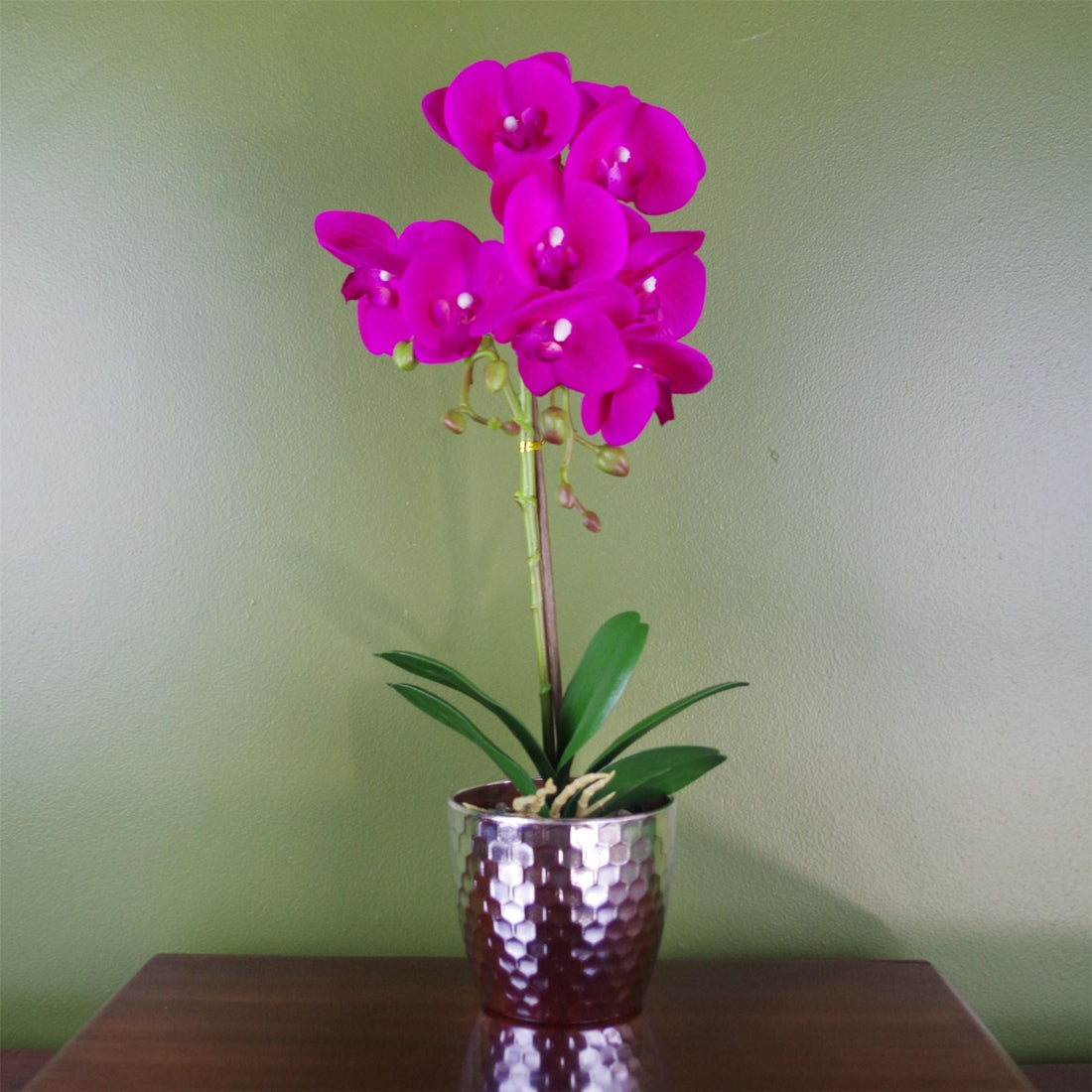 Pink Orchid Artificial Dark Silver 50cm-0