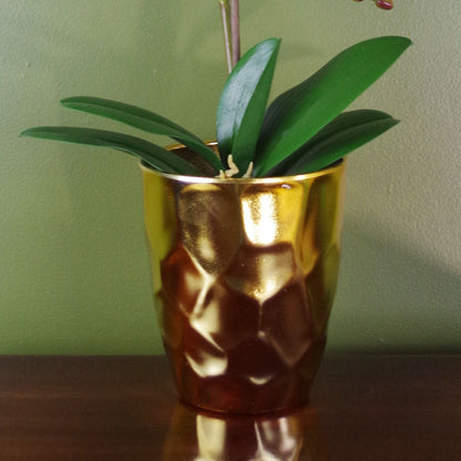 Pink Artificial Orchid Plant Gold Pot 54cm-2