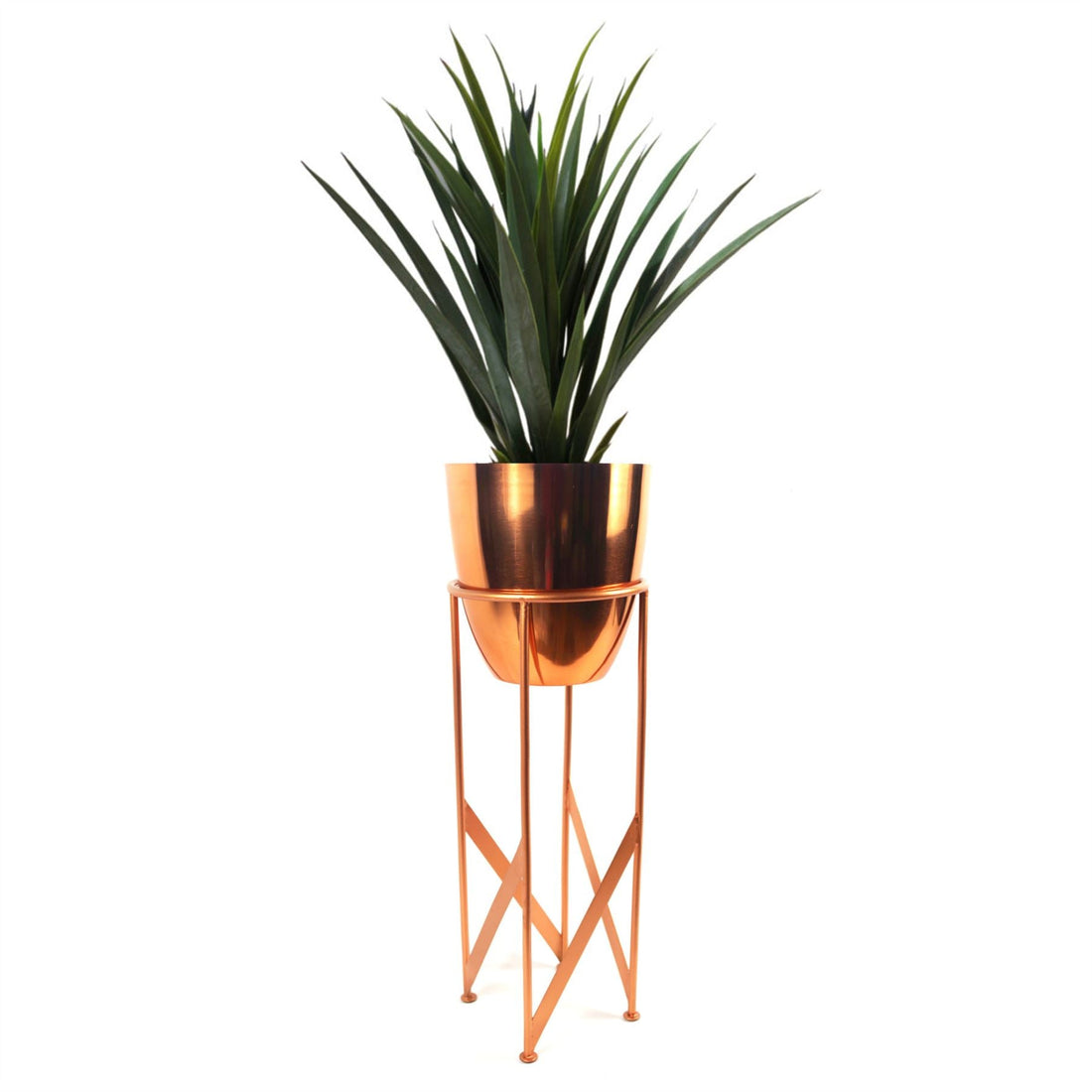 Artificial Yukka Plant Metal Planter Copper 90cm Tall Premium-0