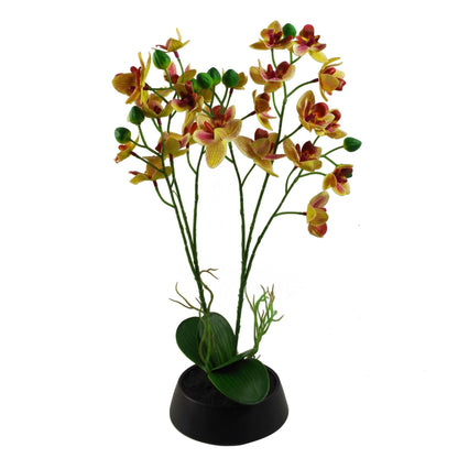 Artificial Flowers Orchid Pink Yellow Planter 43cm-0