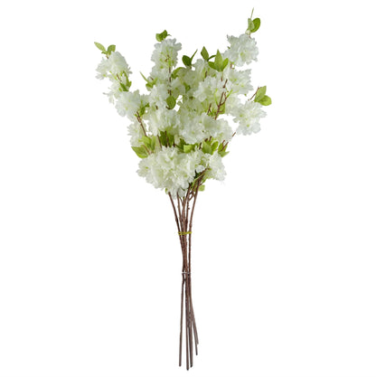 Pack of 6 x Artificial Flowers White Blossom Stem 100cm-1