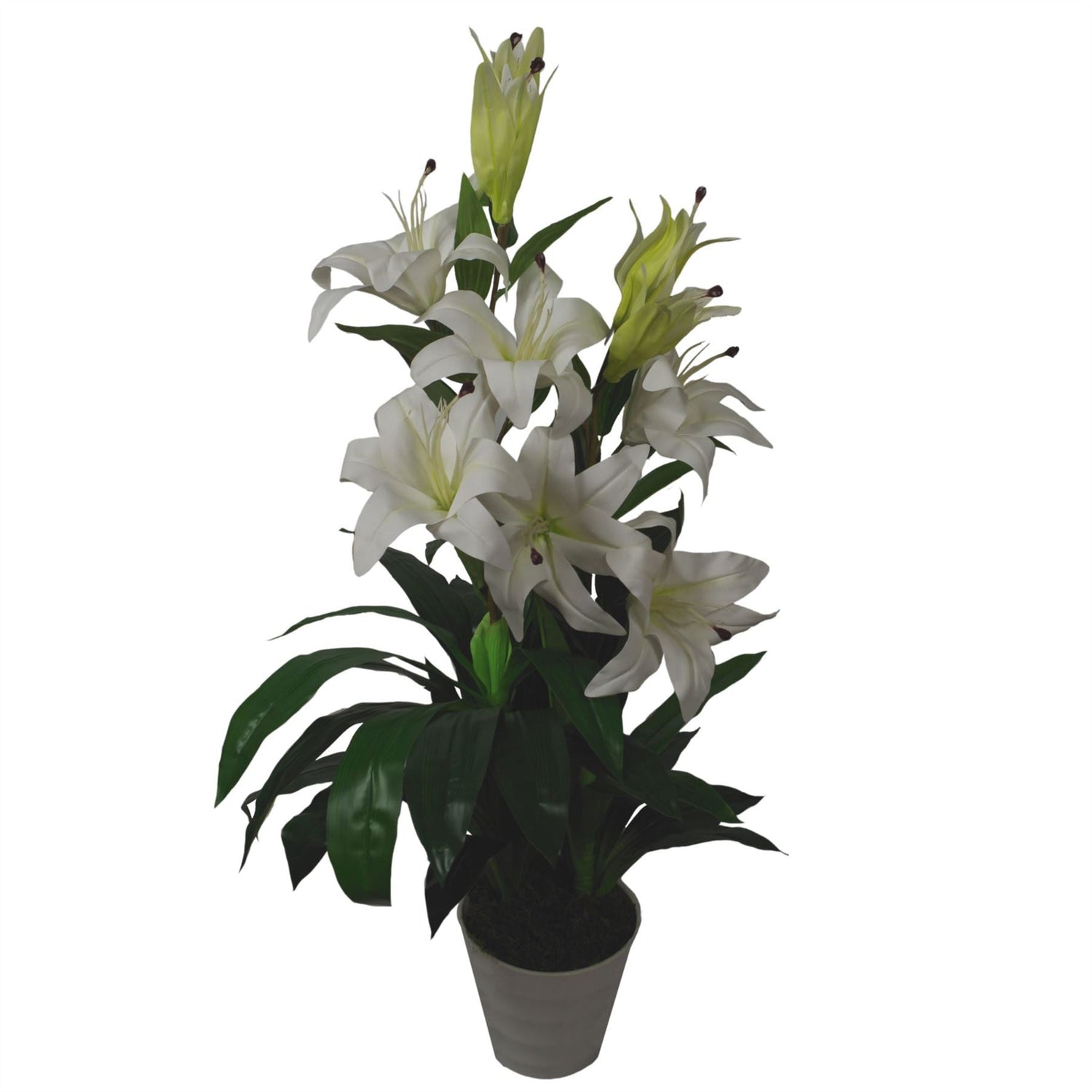 Artificial Lily Plant Stargazer Style 90cm Pink White Pot-4