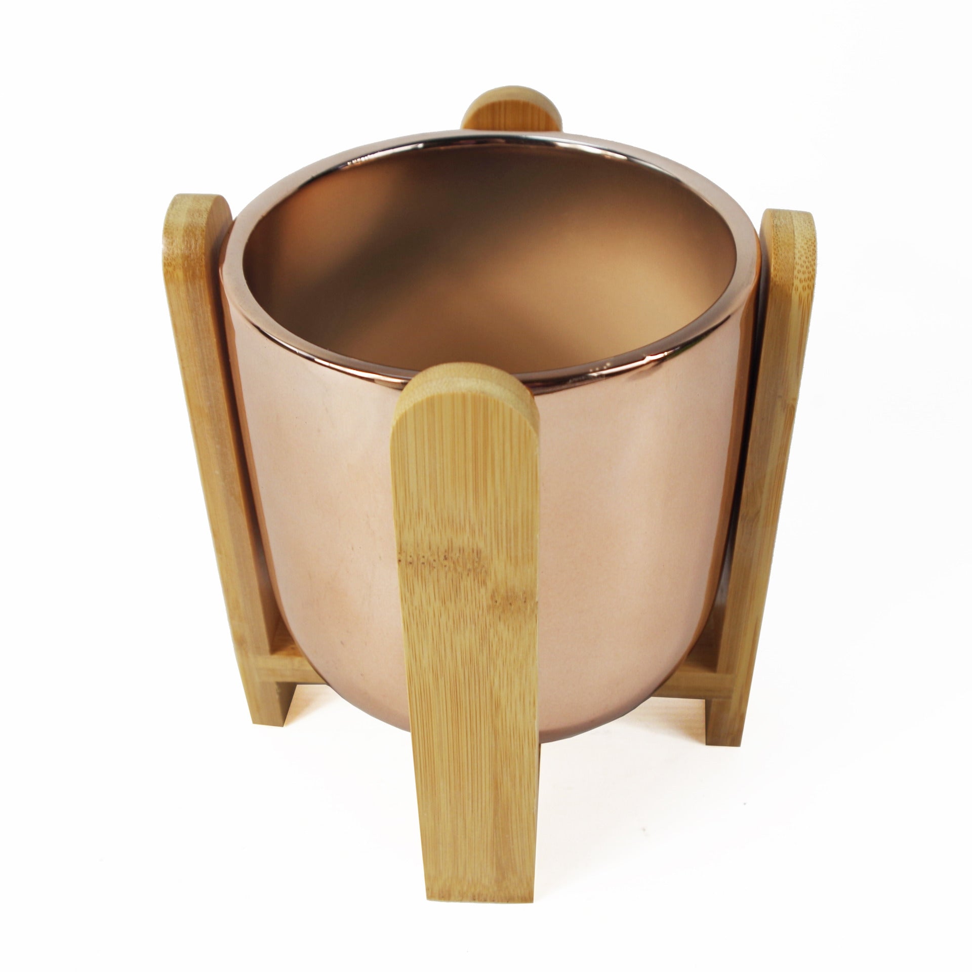 Planter with Bamboo Stand | Gold Planter | Everlasting Greenery Co.