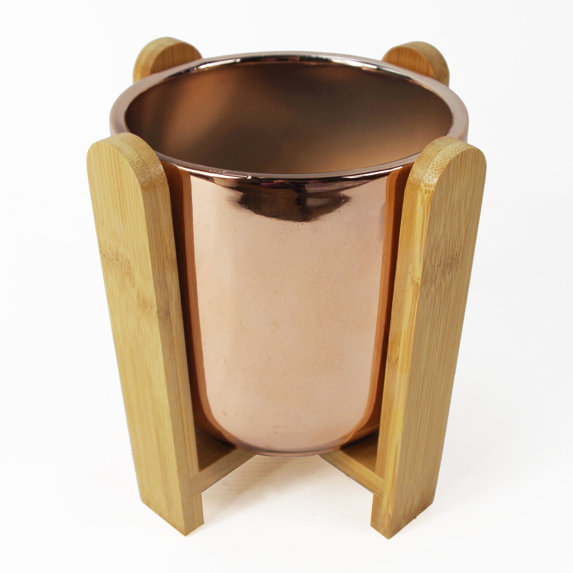 Planter with Bamboo Stand | Gold Planter | Everlasting Greenery Co.