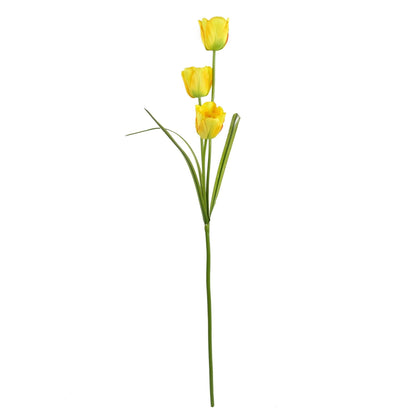 Pack of 6 x 80cm Artificial Tulip Yellow Stem-2