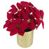 Artificial Christmas Red Poinsettia 40cm Gold Honeycomb Metal Planter-0