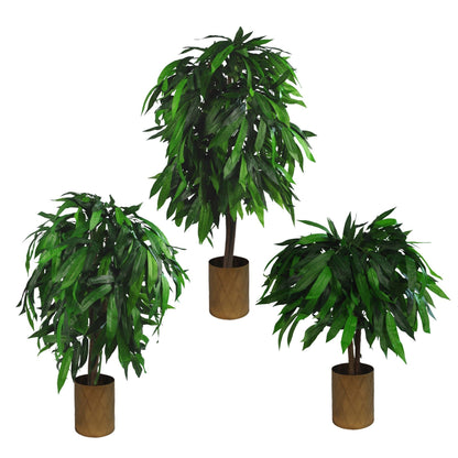 Artificial Mango Plant Tree 120cm 4ft Tall Large Realistic Green Natural Wood Botanik-4
