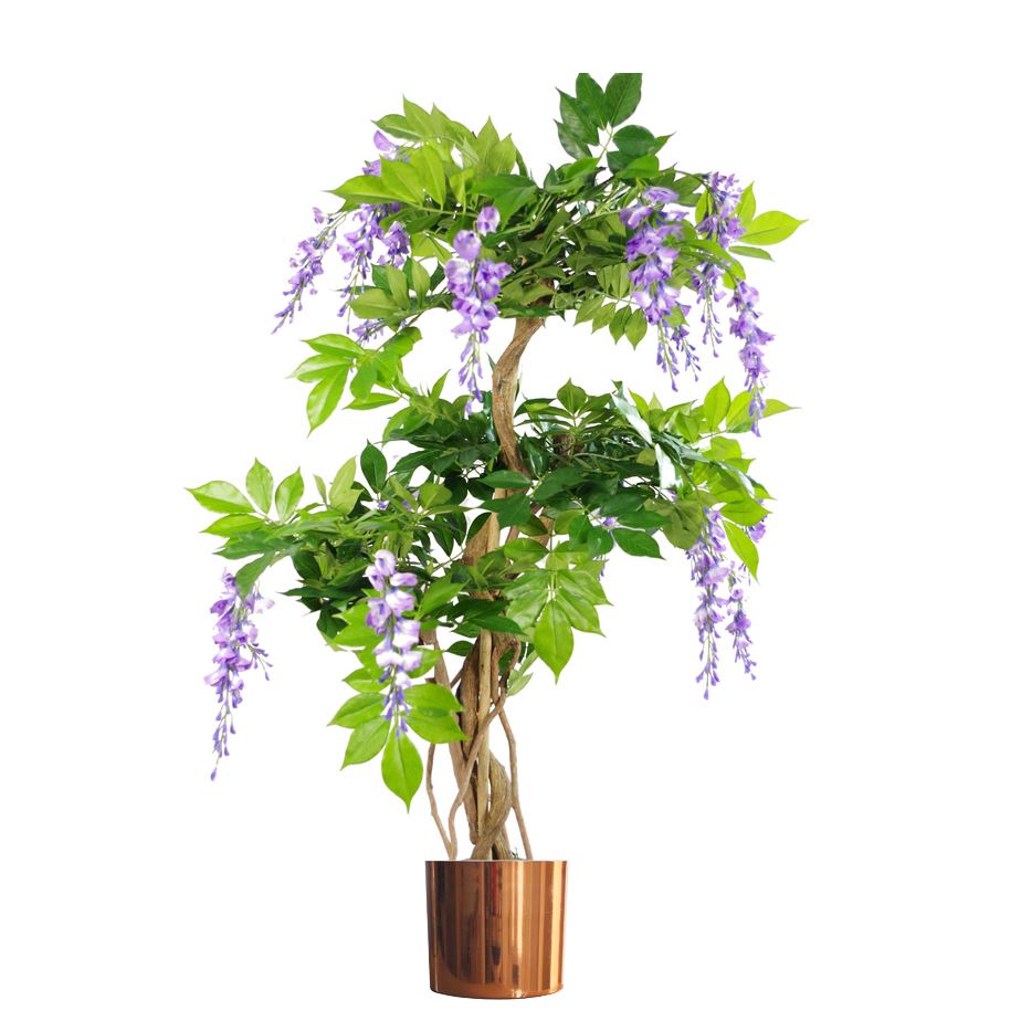 Artificial Purple Wisteria Tree Copper Planter 110cm-0
