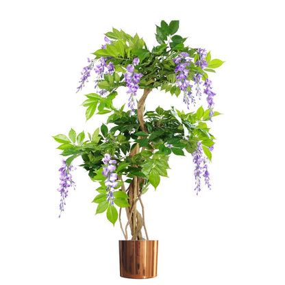 Artificial Purple Wisteria Tree Copper Planter 110cm-0