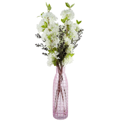 Pack of 6 x Artificial Flowers White Blossom Stem 100cm-3