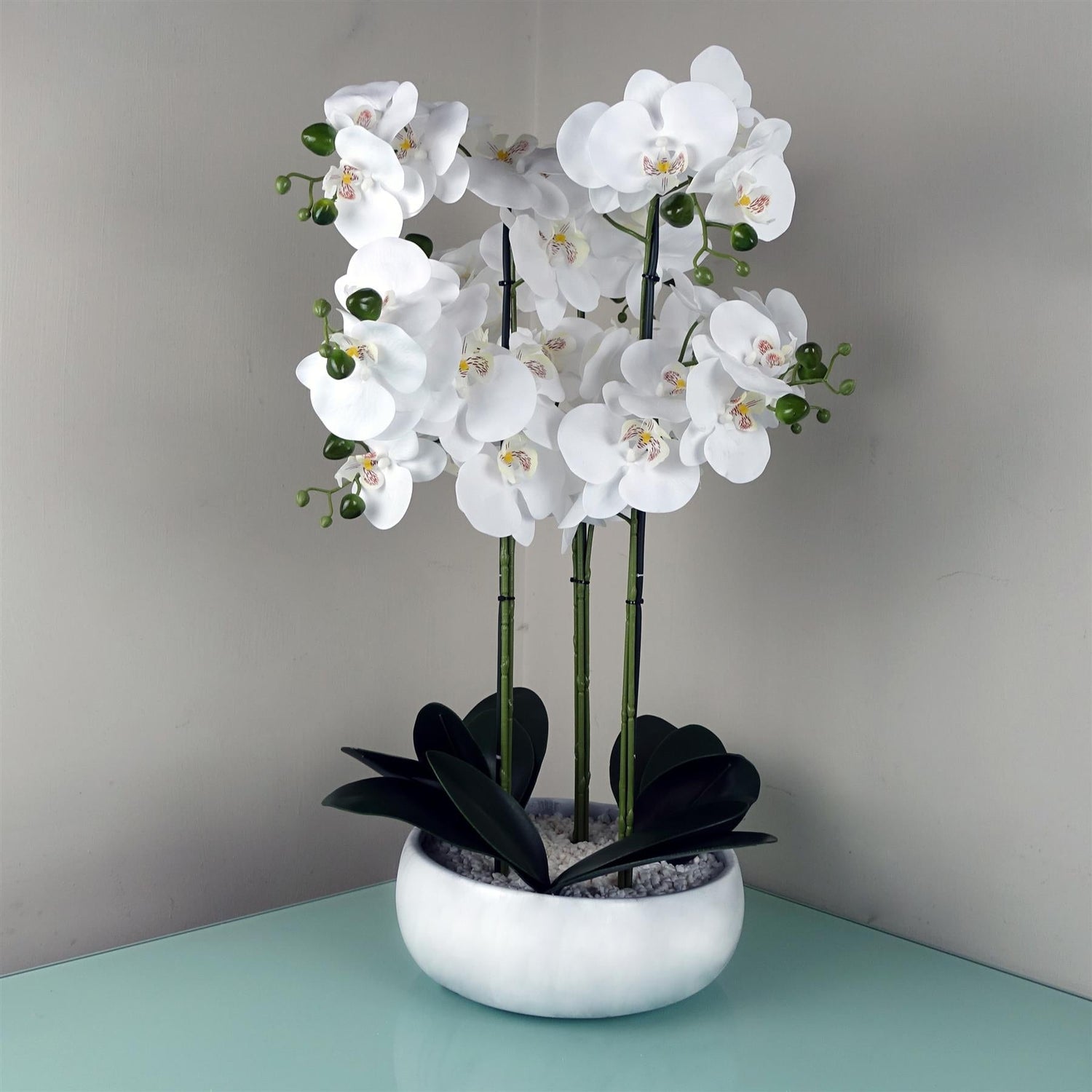 Orchid White - Marble Effect  Ceramic Planter-0