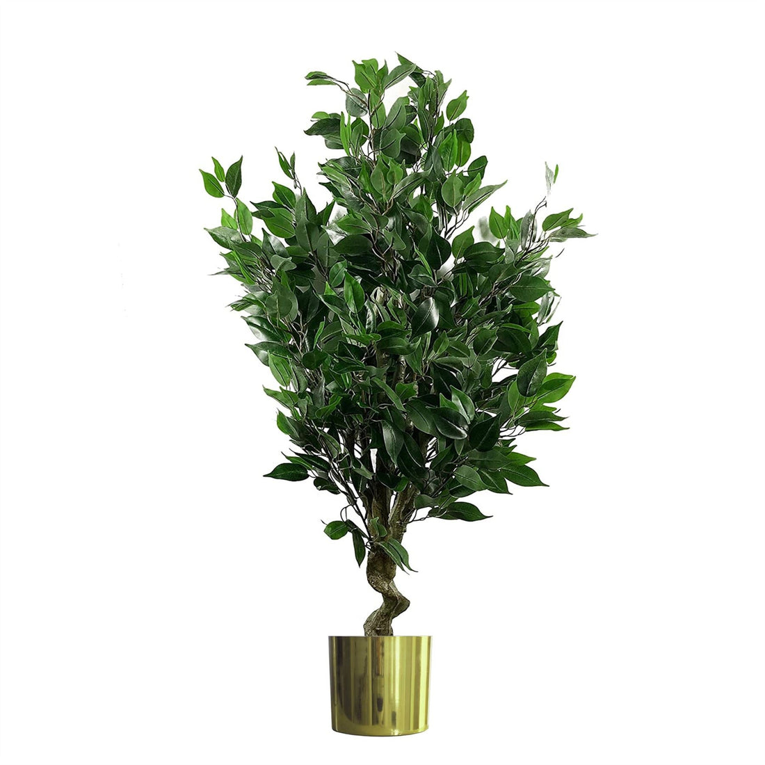110cm Artificial Ficus Tree Plant Gold Planter-0