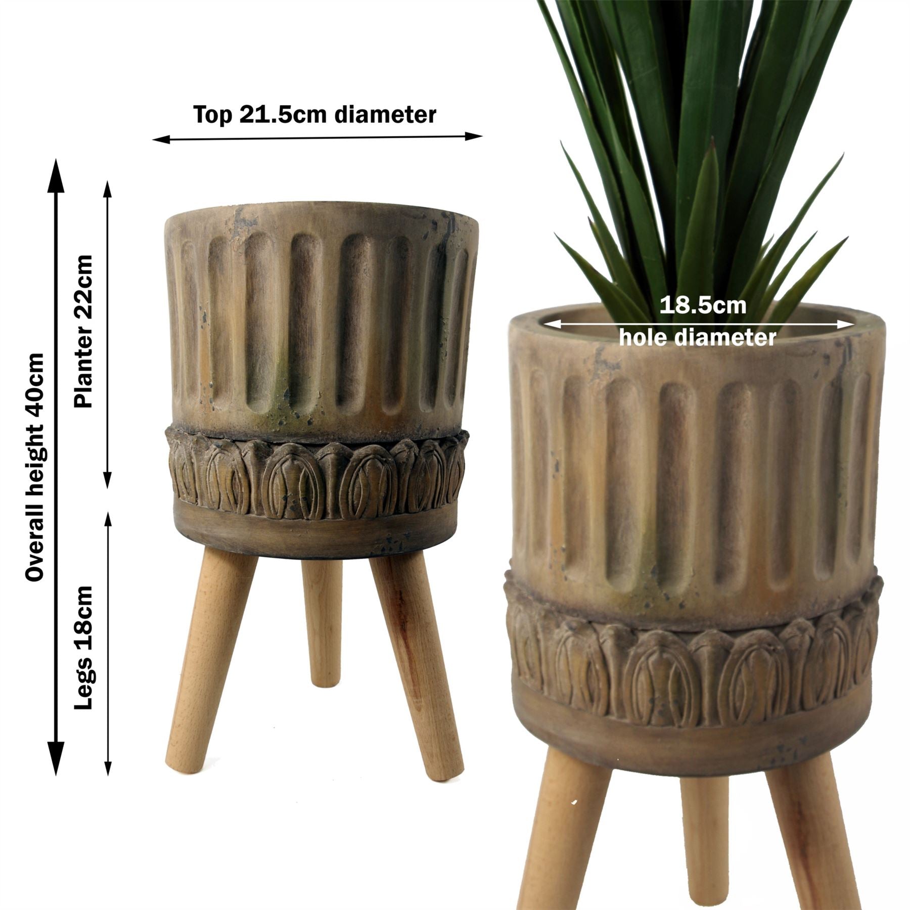 Large Planters Plant Pots Zandi Roman fibreglass composite 40cm x 21.5cm Botanik-2